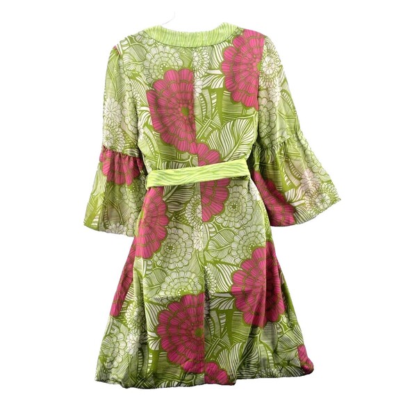 Trina Turk Silk Dress 8 Floral Print Shift Coastal Preppy Retro USA with belt - Picture 6 of 12